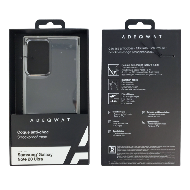 Coque Antichoc Transparent ADEQWAT pour Samsung Galaxy Note 20 Ultra — Accessoire · Smarty Paris 18e